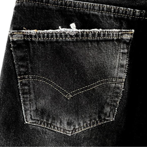 Reformation x Levis Redone Women Jeans 30in Waist 501 Black Distressed Grunge - Picture 10 of 16